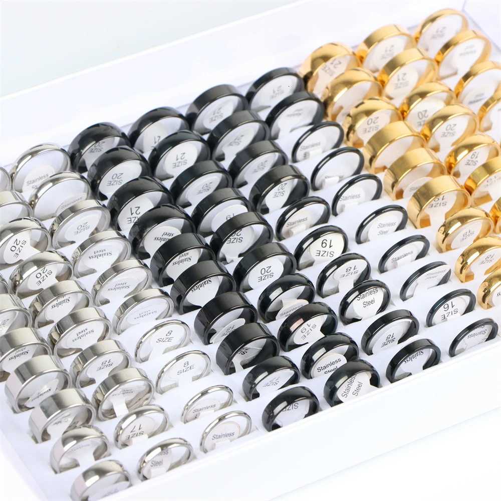 10pcs/lot Multicolor Smooth Stainless Steel Polishing Rings Width 2mm-8mm For Women Men Width 2mm-8mm S250716