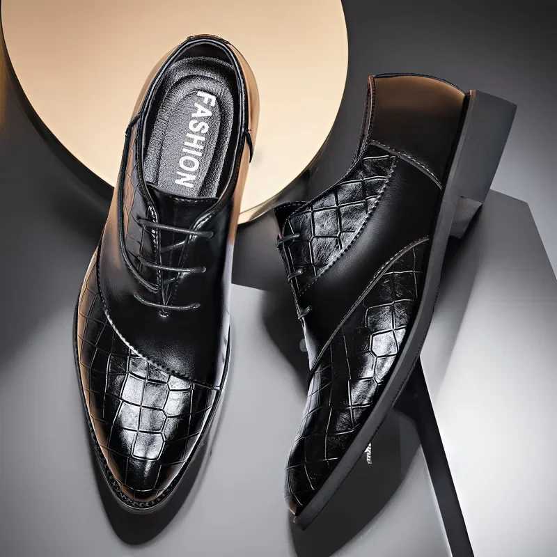 Derby Shoes for Men Brand Pointed Toe Lace-up Mens Formal Shoes Handmade Business Footwear 2024 Y250715