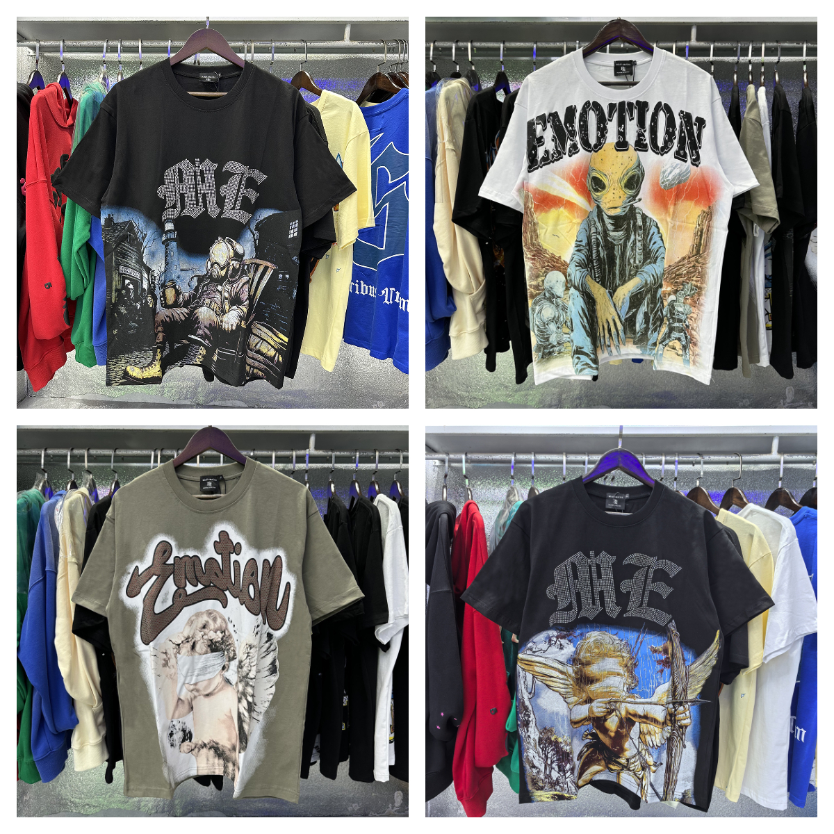 Men's T-shirt Graphic Tees Y2k Shirts MIXED EMOTION Short Sleeve Street Vintage Unisex Shirts Tops designer shirt shirts for men t-shirts mens t shirt mens clothing