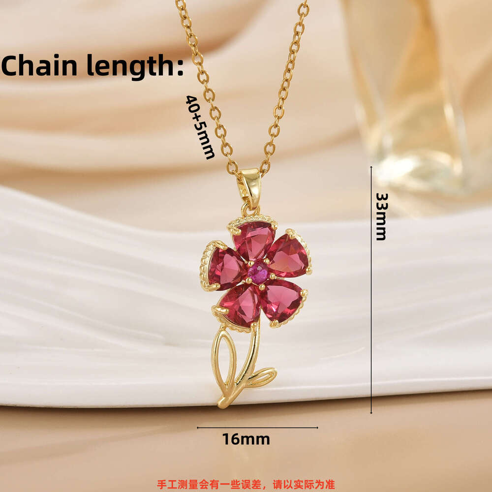 Korean Style New Flower Pendant Stainless Steel Clavicle Chain Fashion Fresh Elegant Temperament Versatile High-End Necklace For Women 666