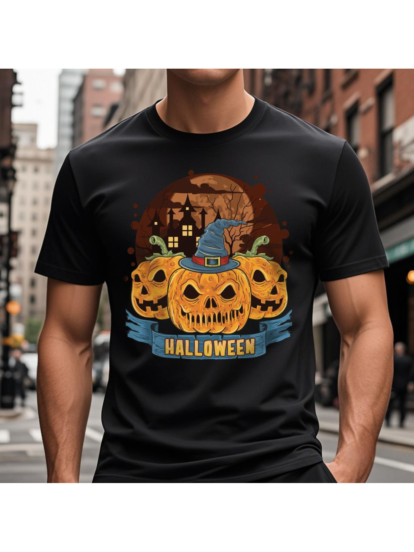 VogueEpoch 180g White Men Round collar T Shirts Short sleeve black Adult S-3XL Cotton Skull Halloween Wed 30