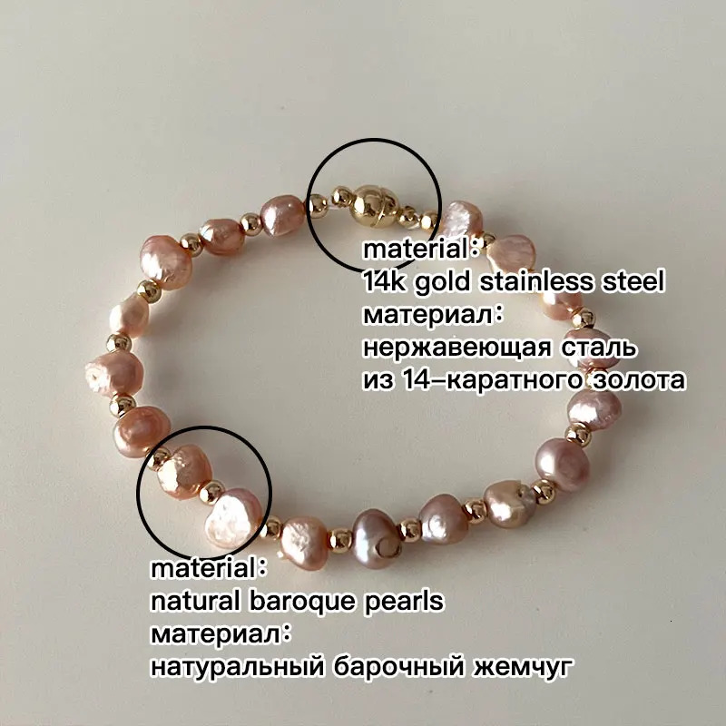 5-6mm Natural Baroque Pearl Bracelet Vintage Fashion Purple White Pink 14-21cm Size 5-6mm 250712