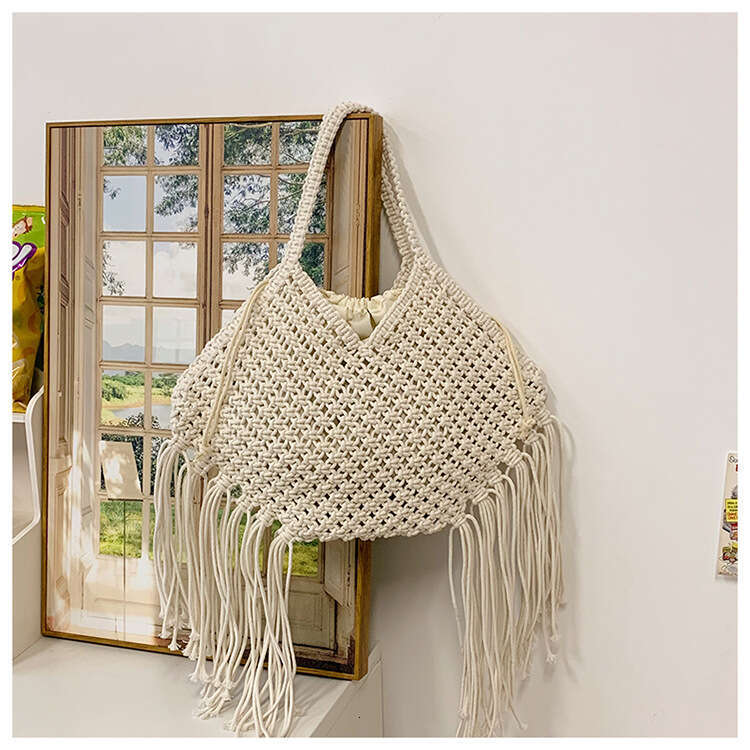 Straw Weave Tassel Tote Summer Beach Bags for Women Large Capacity Fashion Shoulder Bag Lady Handbags and Purses