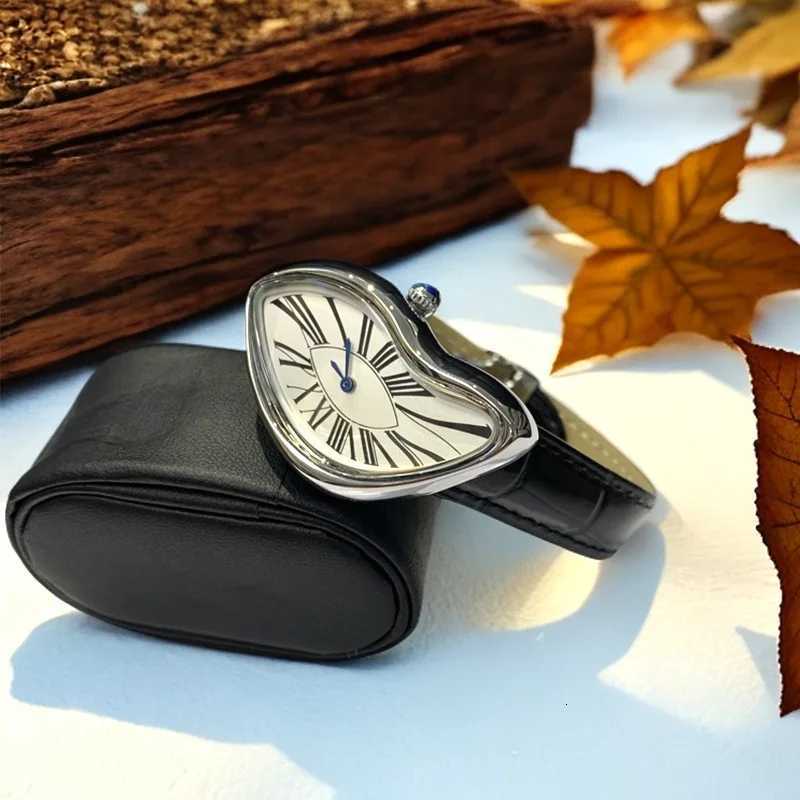 Men Busin Brand Vintage Melted Twisted Creative Genuine Leather Prum M Fashion Quartz Clock as a Gift Y250715