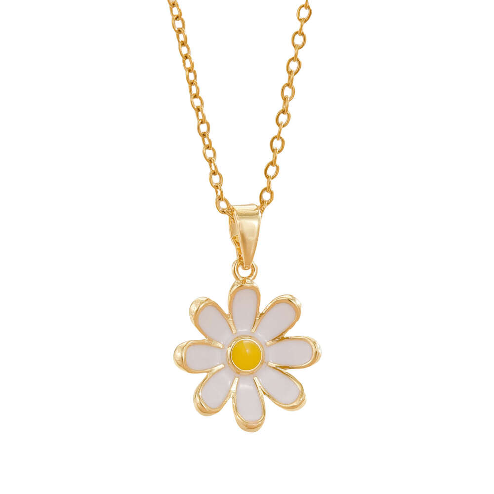 Accessories Simple White Oil Drop Flower Necklace Fashion Japanese And Korean Small Daisy Single Layer Collarbone Chain For Women Ea4