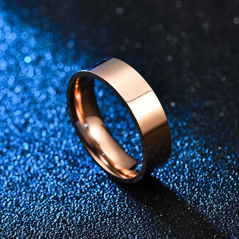 High Quality 2mm 4mm 6mm Simple Ring Fashion Rose Gold Silver Color Stainless Steel Couple Wedding Ring for Men and Women S250716