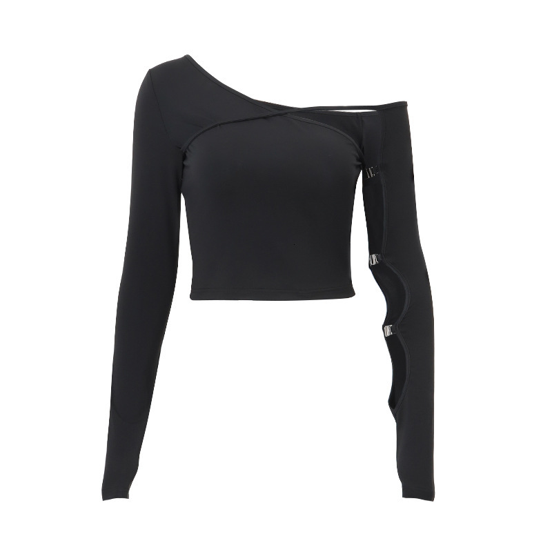 Summer New Women S T Shirt European And American Cross Border Trade Winter Design Street Style Asymmetrical Neck Hollow Out Slim Fit Long Sleeve Top F