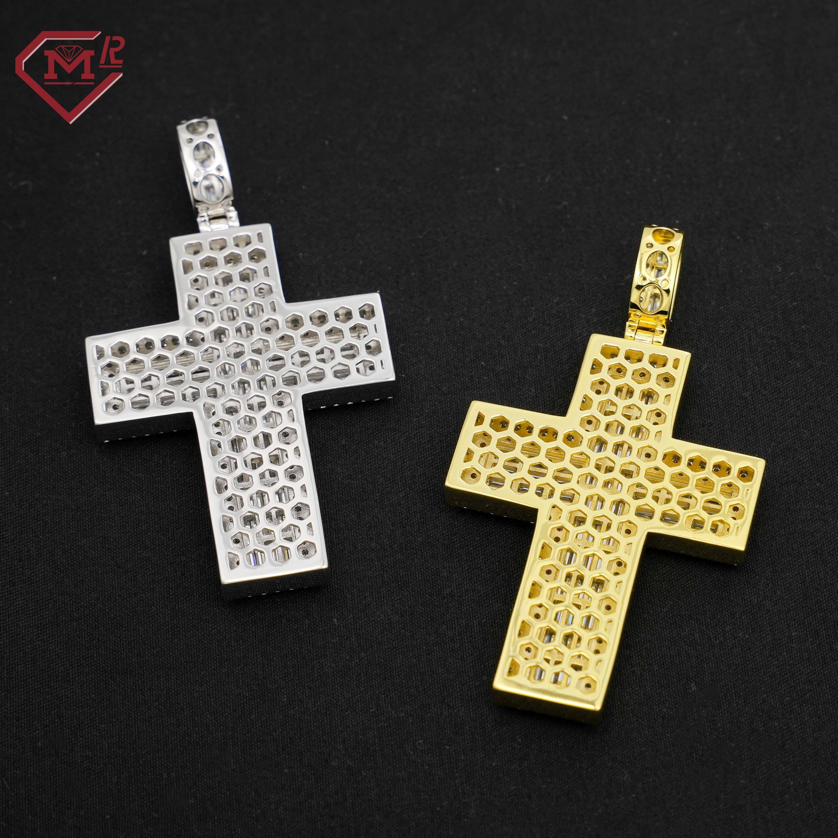 Pass Diamond Tester Moissanite Pendant Cross Baguette Hiphop S925 Custom Moissanite Pendant