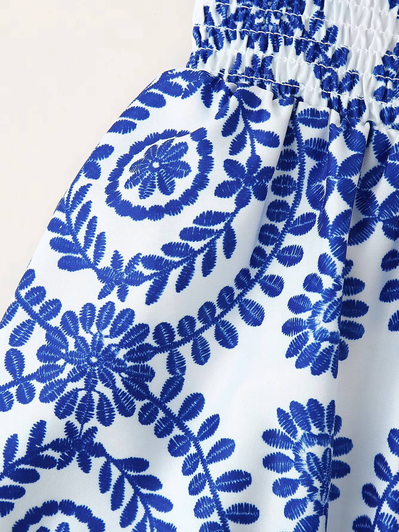 Women Dress Stylish Floral Prints Shirred Bust Fit and Flare Above Knee Vacation New Dresses Strapless Clothing dongdumaoyi