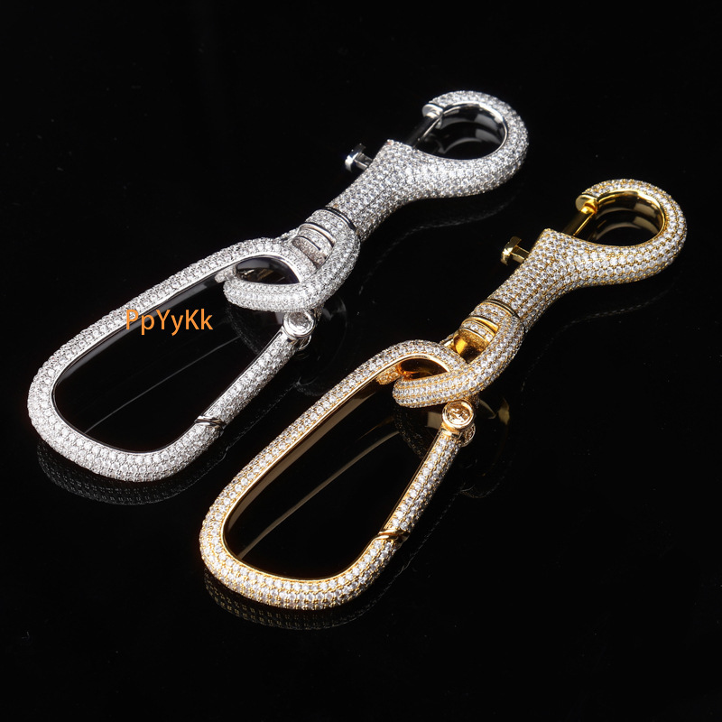 Bling Bling Iced Out Keychains Creative Fully Moissanite Studded Hip-hop Unique Style Waist-hanging Key Chain Car Backpack Pendant Fashion Accessories