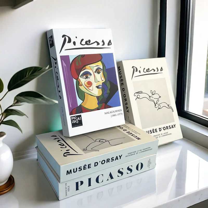 Bauhaus Decorative Books Open Luxury Fake Book Storage Box He Decor Matisse Boho Monet Coffee Table Shelf Interior Decoration W250716