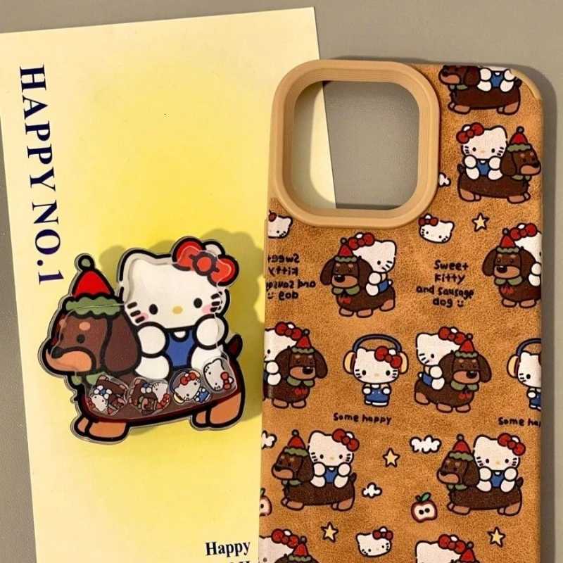 Sanrios Phone Accessories Anime Christmas Hello Kitty Paste Mobile Phone Holder Cartoon Portable Scalable Fashion Phone Giftw250716