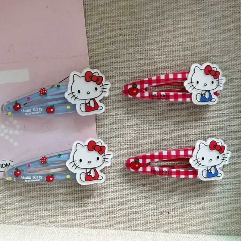 Sanrio 4pcs Cute Japanese Cartoon Sweet Kitty Cat Hair Clip Sanrio Hair Accessory Side Bangs Clip w250716