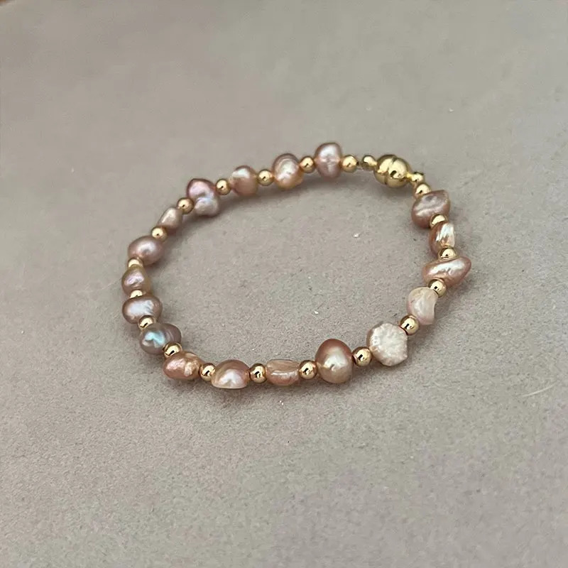 5-6mm Natural Baroque Pearl Bracelet Vintage Fashion Purple White Pink 14-21cm Size 5-6mm 250712