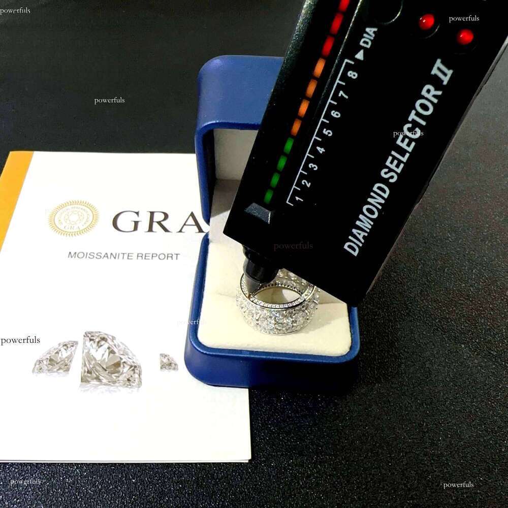 VVS Moissanite Dia Wedding Engagement Ring Hip Hop Jewelry Iced Out Sier Round Eternity Bands