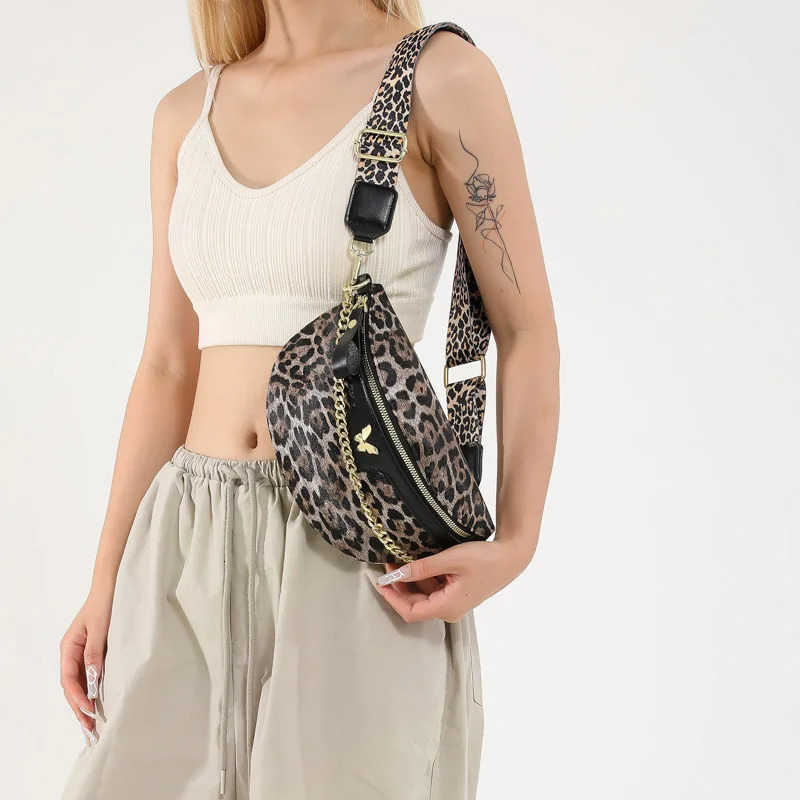 Leopard Print Waist Bag for Woman Fashion Chain Fanny Pack Phone Purse Quality Shoulder Crossbody Bags Lady Simple Chest Bag 250714