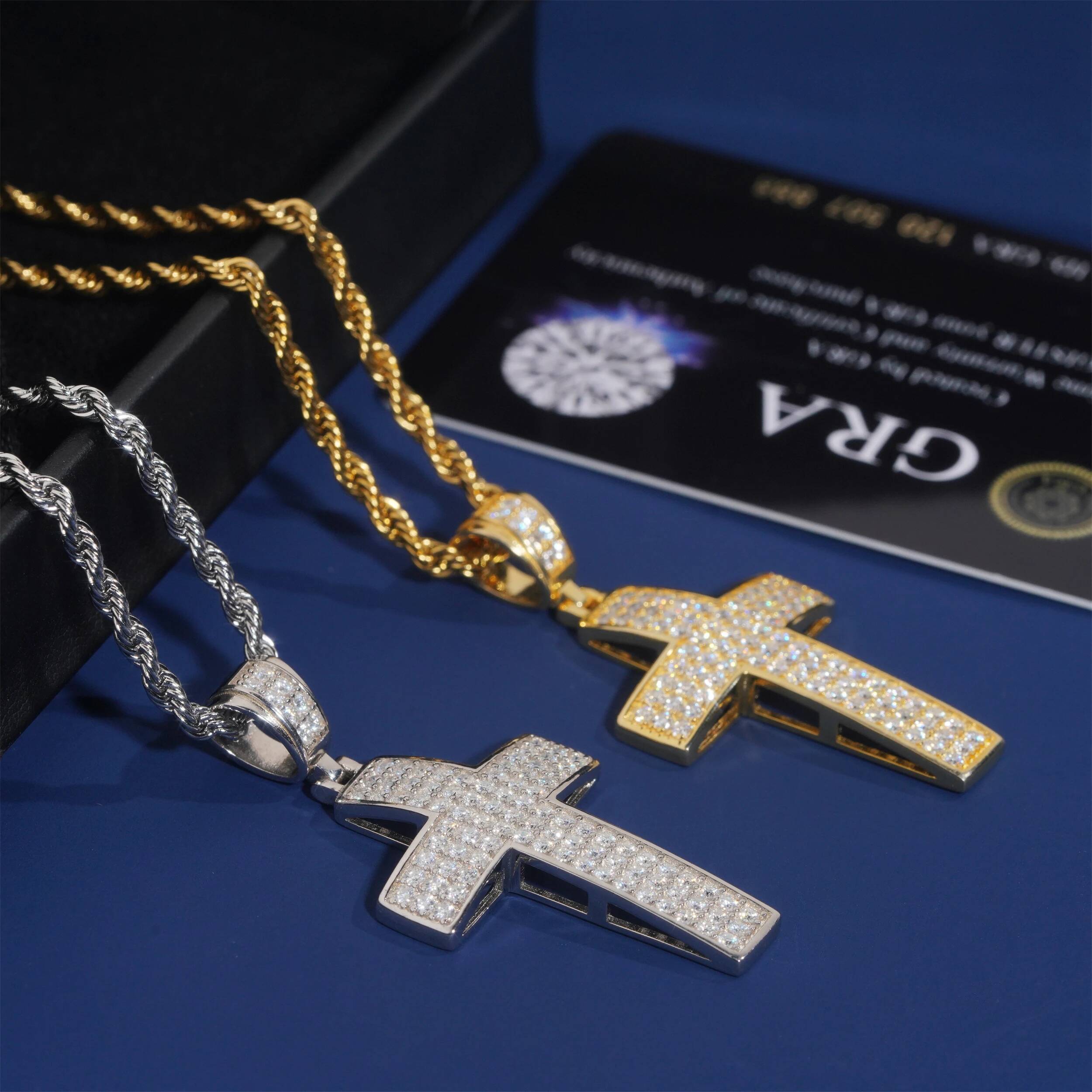 Hip Hop Jewelry 925 Sterling Silver Cross Moissanite Pendants GRA certification Suitable for 3mm Tennis Cha
