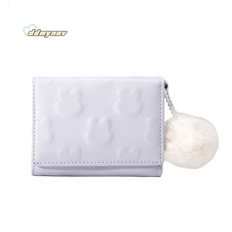 Cartoon Small Korean Short Womens Solid Color Cute Rabbit Pattern Simple Multi Card Bag Zero Wallet ddmynov