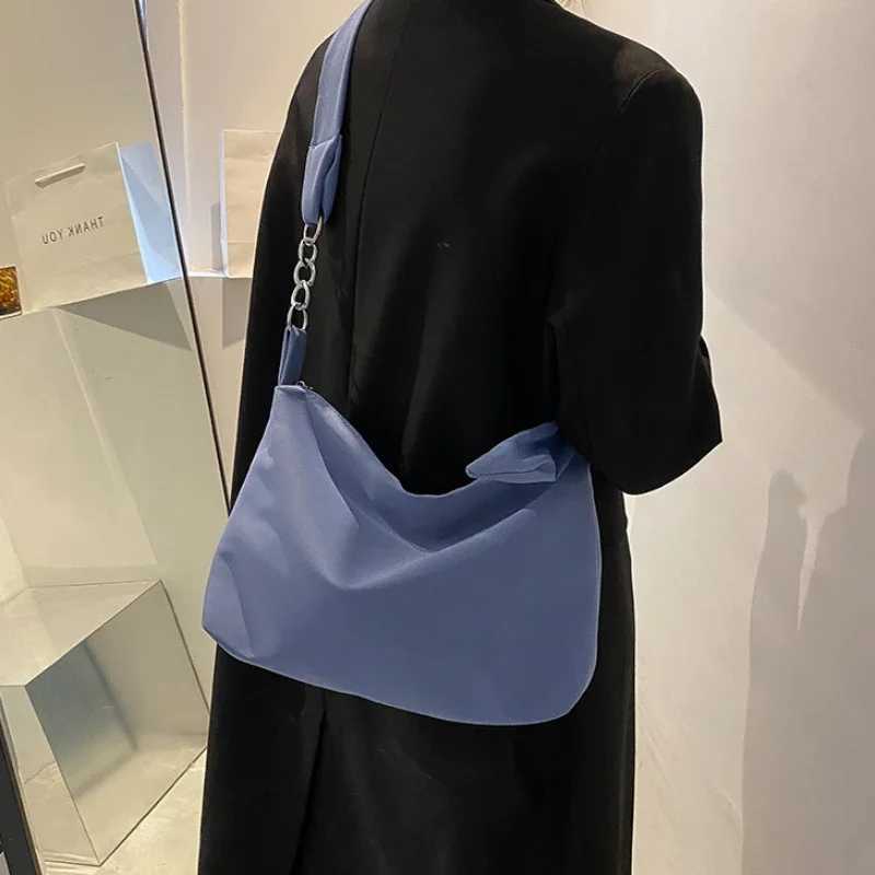 Black Crossbody for Women Girls Handbag Shopper Casual Solid Simple Chain Knotted Straps Messenger Shoulder Totes Bags