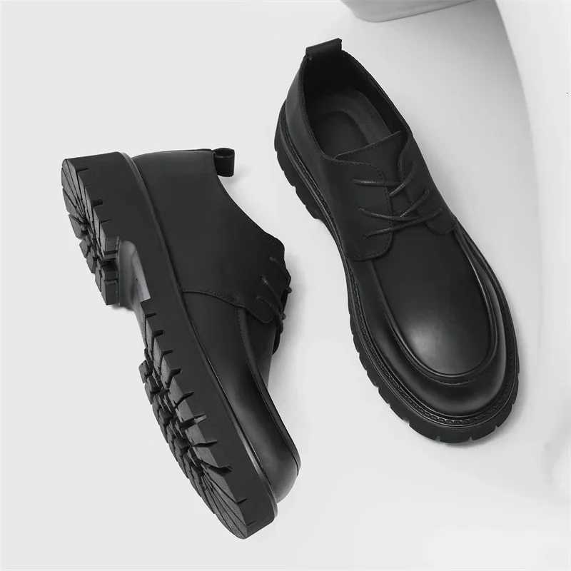 Leather Men Casual Shoes Classic Business Mens Dress Shoes Breathable Lace-Up Handmade Shoes Thick Sole Fashion Formal Shoes W250716