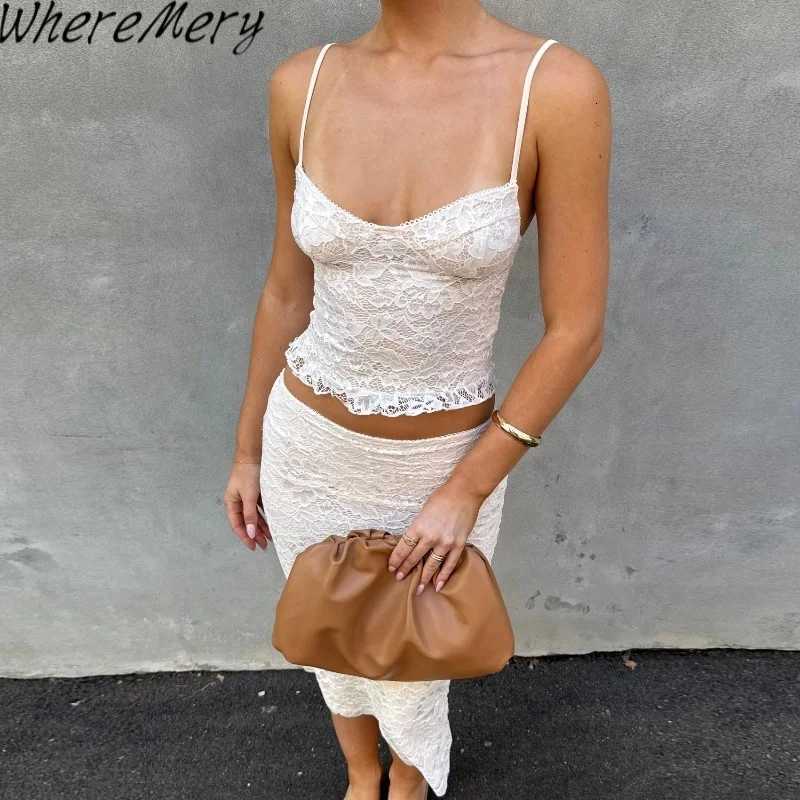 2-Piece Set WhereMery Sexy Off Shoulder Sleeveless Backless Halter Tops with Low-Waist Bodycon Skirts Elegant Summer Beach Party R250716