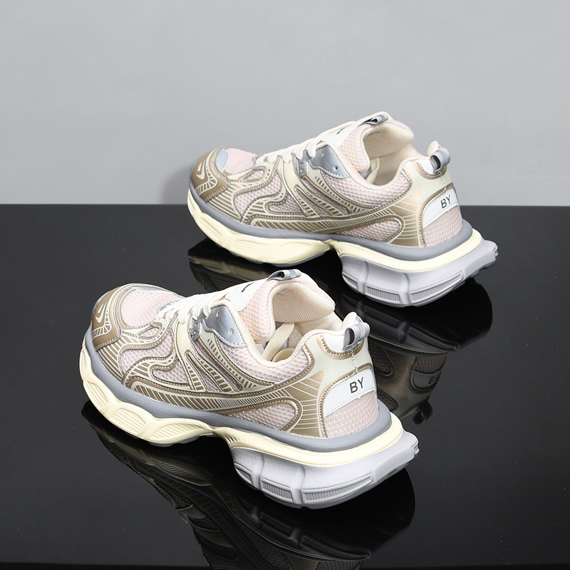 hot free shipping designer Running Shoes Fashionable versatile mens shoes breathable comfortable thick soled height increasing shoes Gold Silver