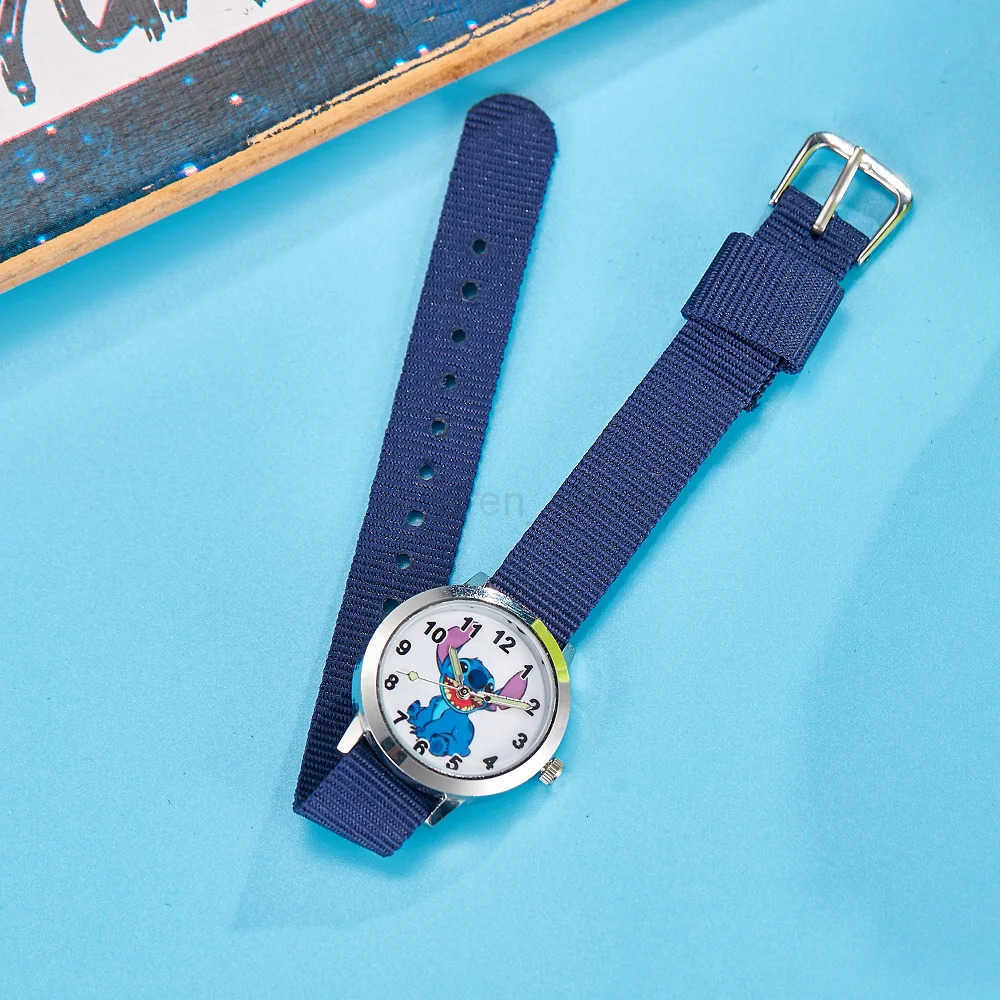 Disney Cartoon Stitch Childrens Watches Girls Canvas Strap Women Quartz Watch Kids Student Ladies Waterproof Clock Gifts W20250716