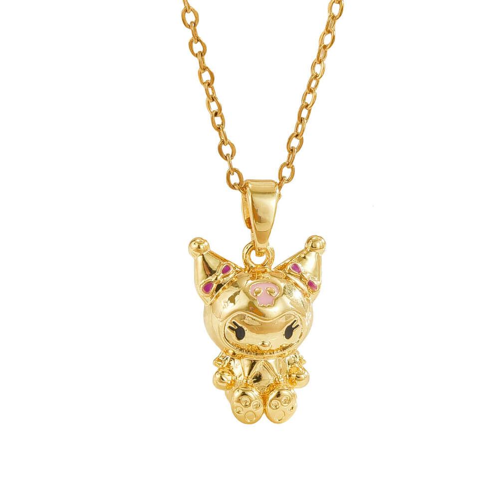 Tiktok Same Style Cartoon Kuromi Cute Doll Simple High-End Design Light Niche Titanium Steel Necklace For Women 1E3