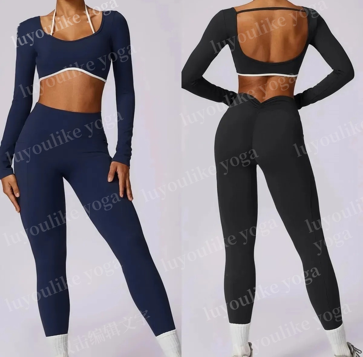 O107 YWomen oga Designer Shockproof and Anti-sagging Activity Long Sleeve Shirts Sets Yoga Fitness Running Vest Sports Suits