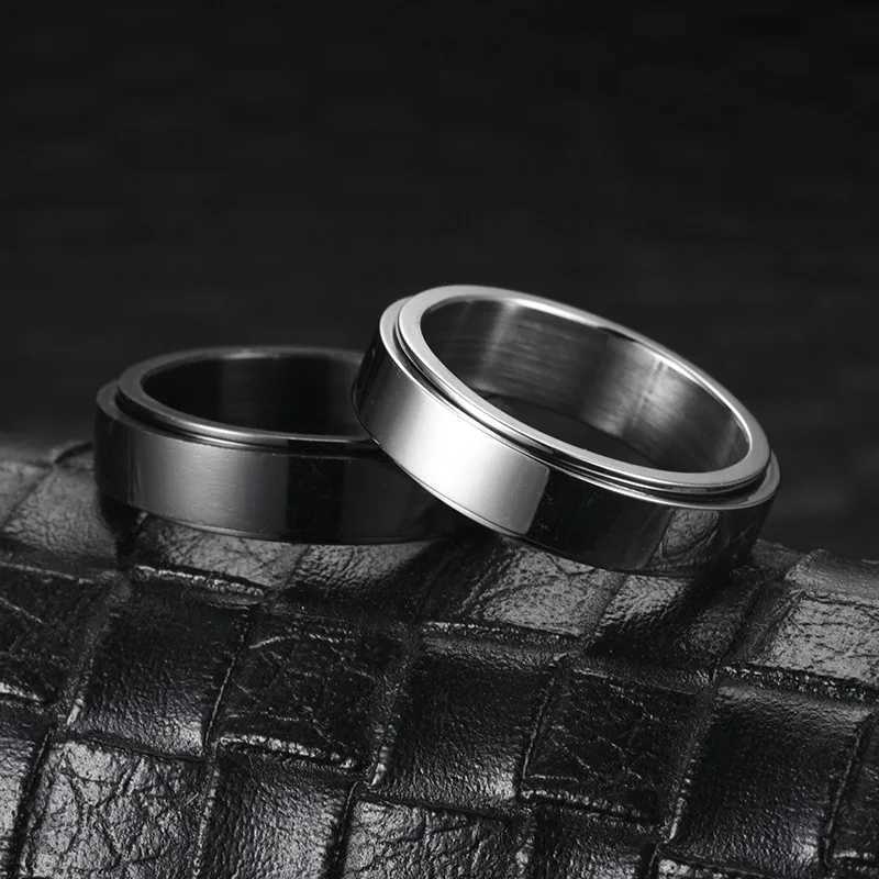Anti Stress Rotating Couple Rings For Lovers Smooth Stainless Steel Knuckle Anti Anxiety Ring Fidget Spinner Anillo Antiestres S250716
