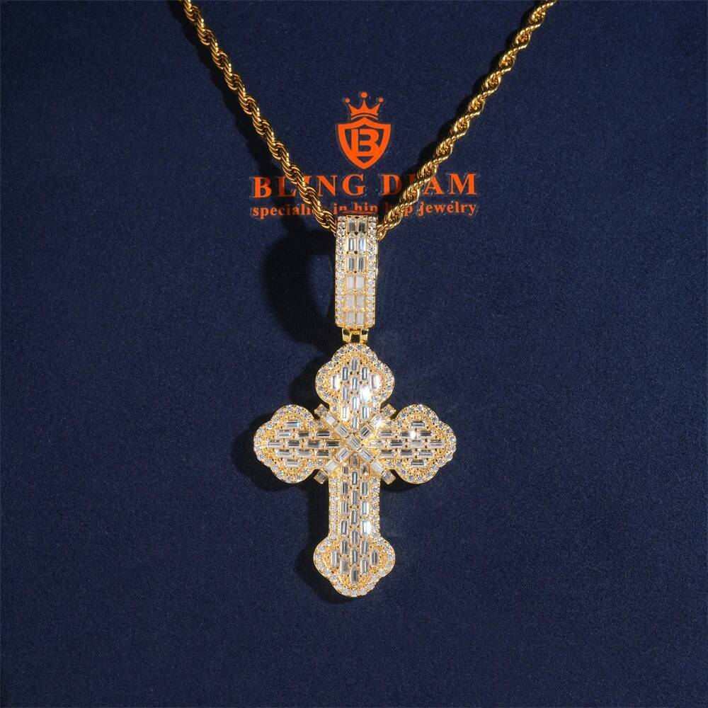 New Arrivals Cross Pendant 925 Silver VVS Moissanite GRA certification Suitable for 10mm Tennis Chains Hip Hop Jewelry