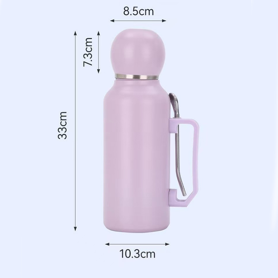 2025 New Design Football Cups 304 Stainless Steel Insulated with Handle Portable Car Outdoor With Soup Spoon Large-Capacity Travel Thermos Water Cup W