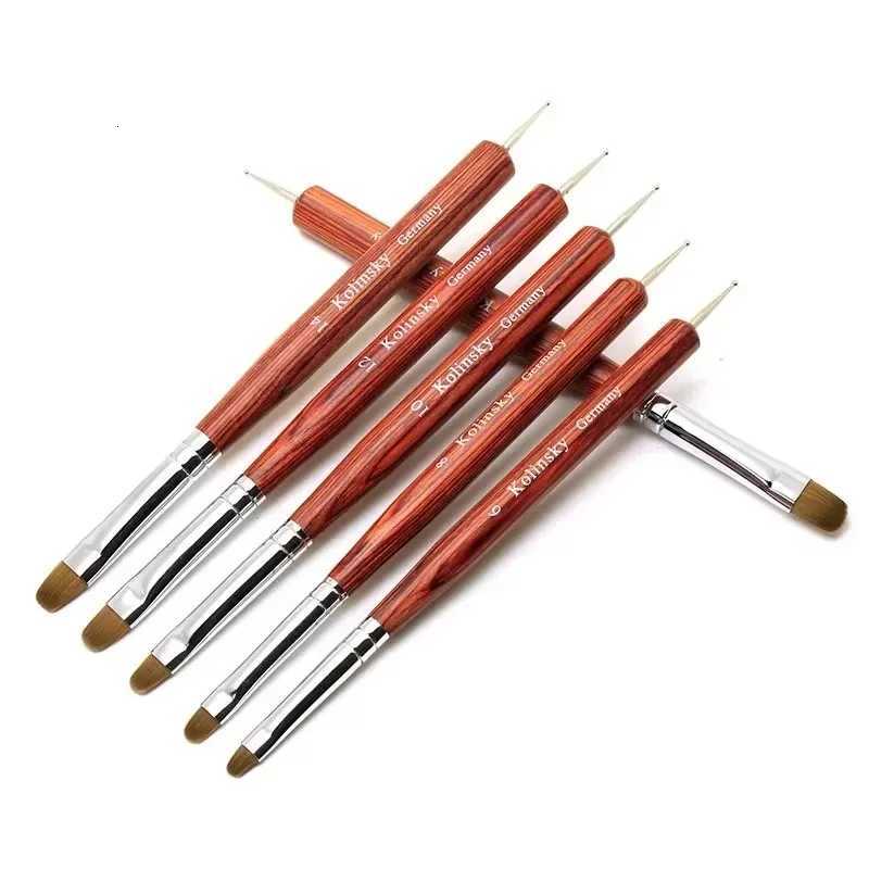 Kolinsky French Nail Art Brush Dual End Nail Art Dotting Pen Acrylic Drawing Rhinestone Gel Painting with Wooden HandleXJ2500716
