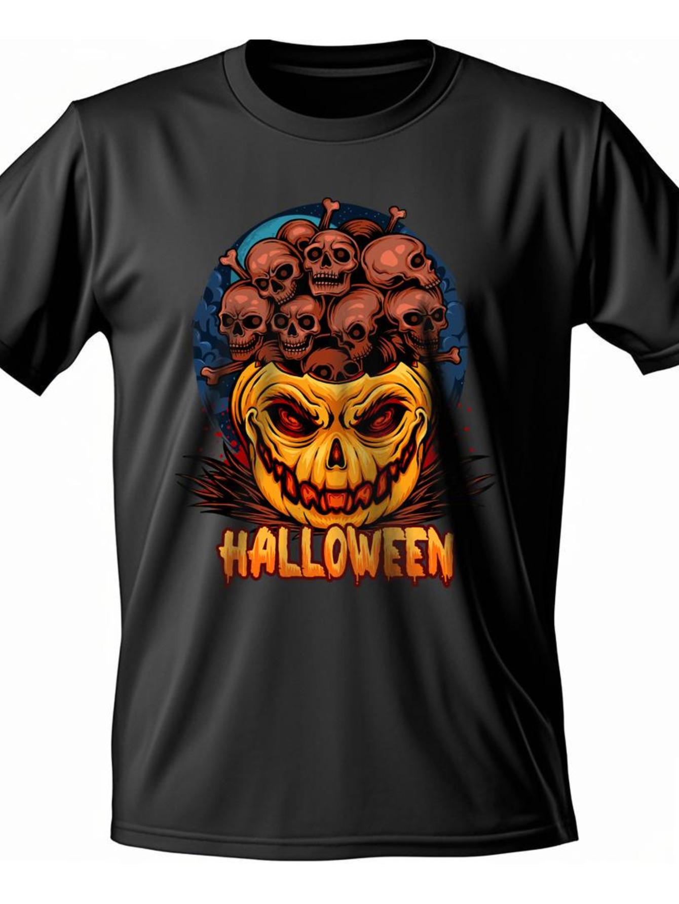 VogueEpoch 180g S-3XL Adult Graphics Round collar Cotton Skull Men White Short sleeve T Shirts black Halloween Wed f6