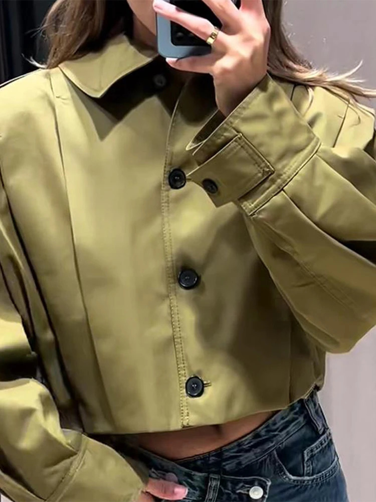 Vintage Short Jackets Women Long Sleeve Lapel Single Breasted Patchwork Coats Female 2025 Autumn Fashion Y2k Street Lady Outwear 250715