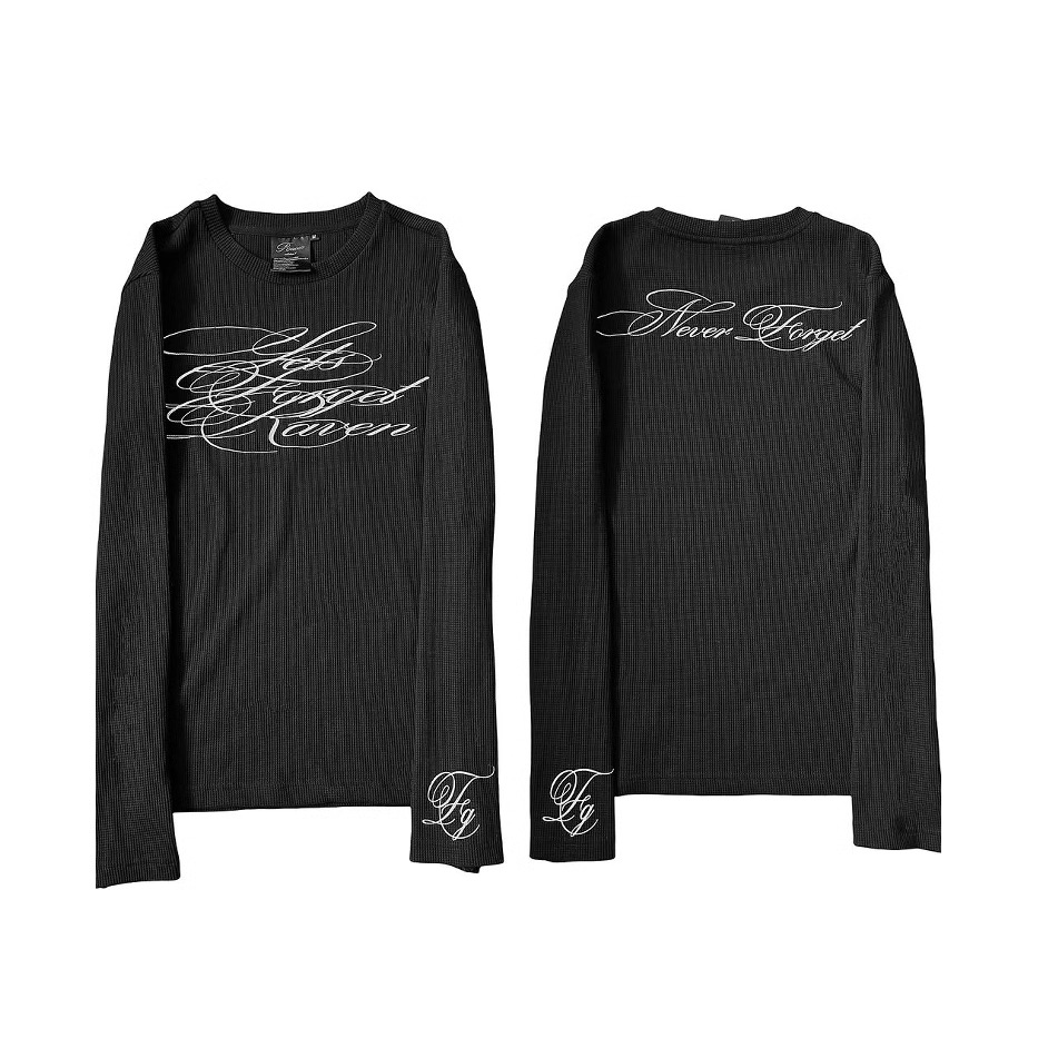 American Long Sleeve T-shirt Dark Retro Y2K Print Top High Street Gothic Fashionable Outfit Instagram