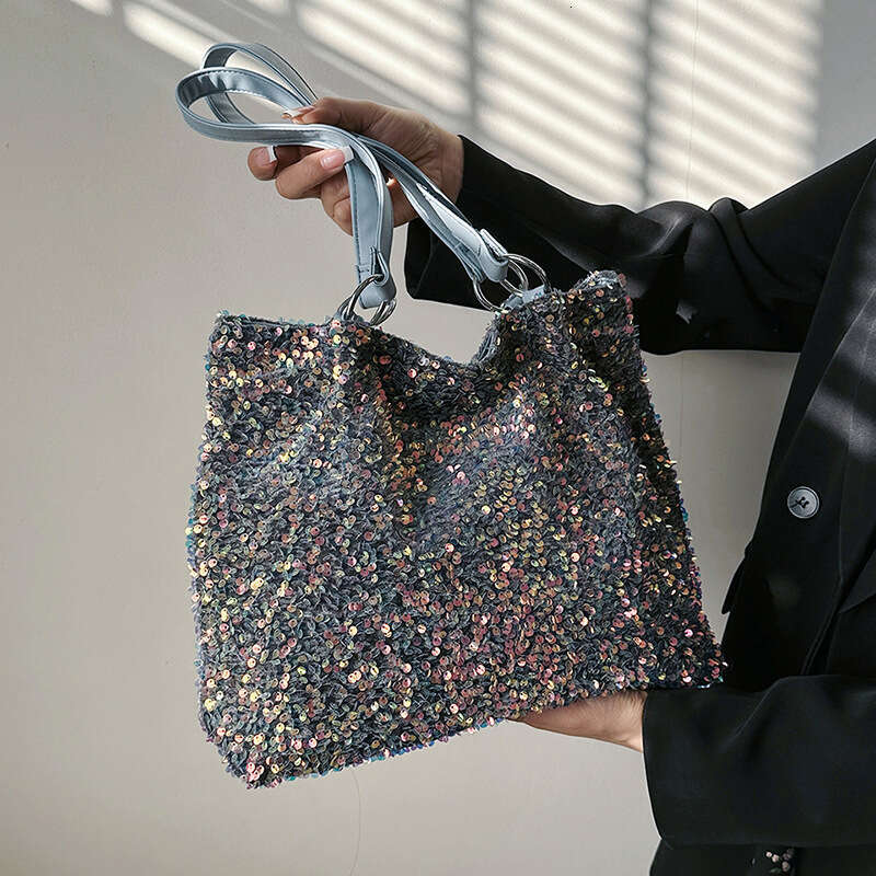 Large Capacity Underarm New 2025 Spring Fashion Sequin Colorful Shoulder Ins Style Women's Bucket Bag