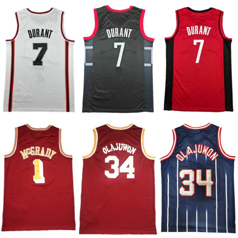 7 Kevin Durant City Basketball Jersey Mens Tracy McGrady Hakeem Olajuwon Retro Sleeveless Shirt
