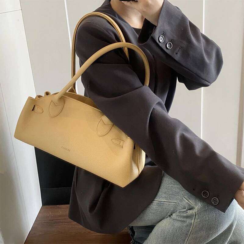 Pebbled Lychee Textured PU Tote Bag,Women Niche Designer Shoulder Bag,Bucket Dumpling Shaped Handbag,Commuter Handheld Briefcase
