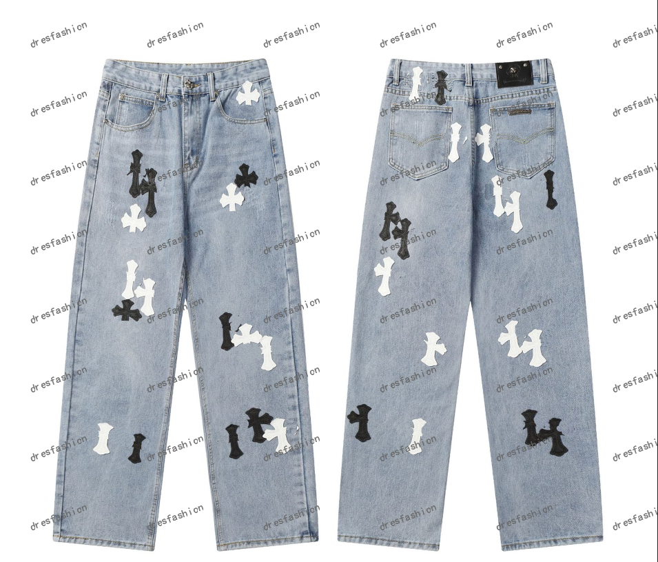Chrome jeans mens designer jean black pencil hole cotton print hip hop pants streetwear casual designers joggers pant skinny Jeans