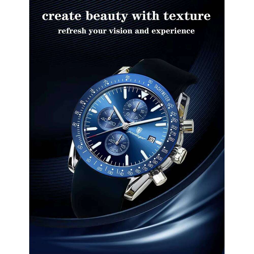 DHwatches Men's Sports Silicone Watch - 50M Waterproof Chronograph Quartz Wristwatch with Date & Tachymeter (Model 988)