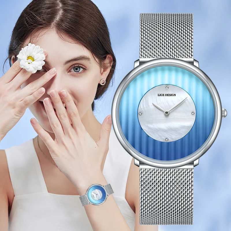 LIGE Fashion Quartz Women Luxury Ladies Dr Wrist Mesh Belt Waterproof Fem es Girls Clocks Relogio Fnino Y250715