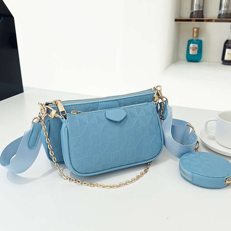 Mahjong for Women 2024 Embossed Single Shoulder Crossbody Three-in-One Underarm Versatile Fashion Three-Piece Set Women's Bag