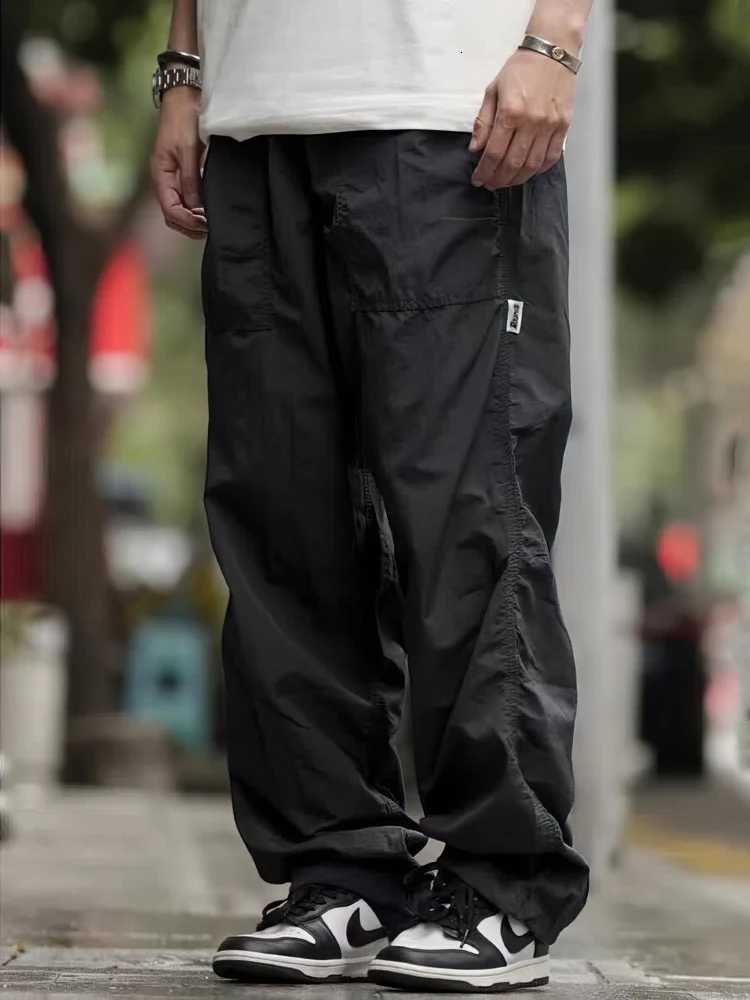 Outdoor Waterproof Parachute Pants Men Casual Baggy Wide Leg Motorcycle Pants Streetwear Sport Jogger Sweatpants Trousers y250716