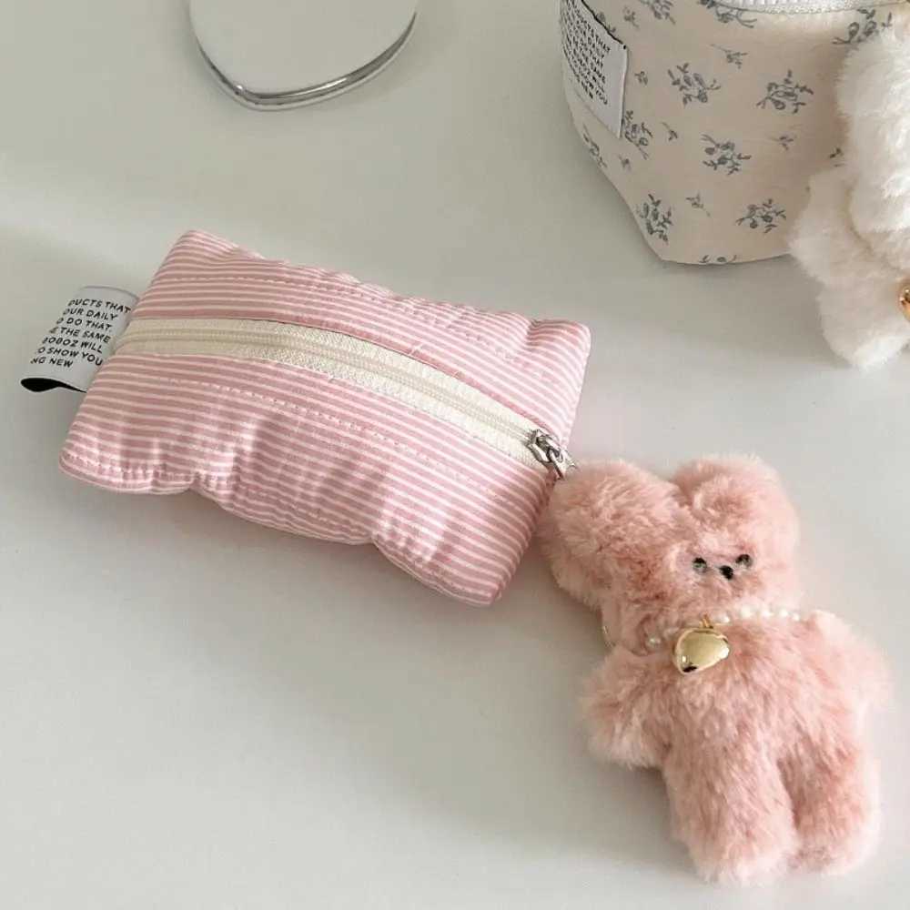 Creative Stripe Coin Purse Large Capacity Mini Card Holder Portable with Zipper Storage Bag