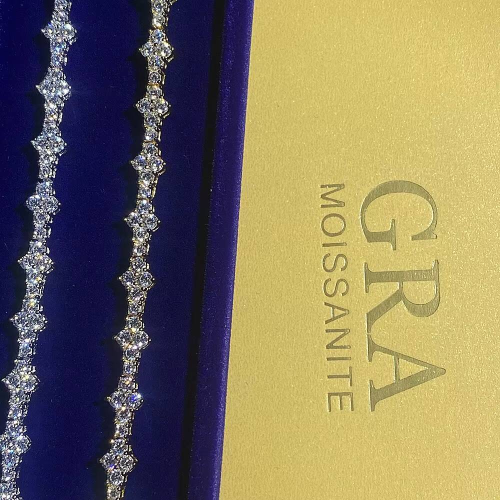 3mm 4mm Mini Cross Hip Hop Jewelry Moissanite Tennis Chain Bracelet 925 Silver Iced Out Tennis Chain Necklace for Men and Women