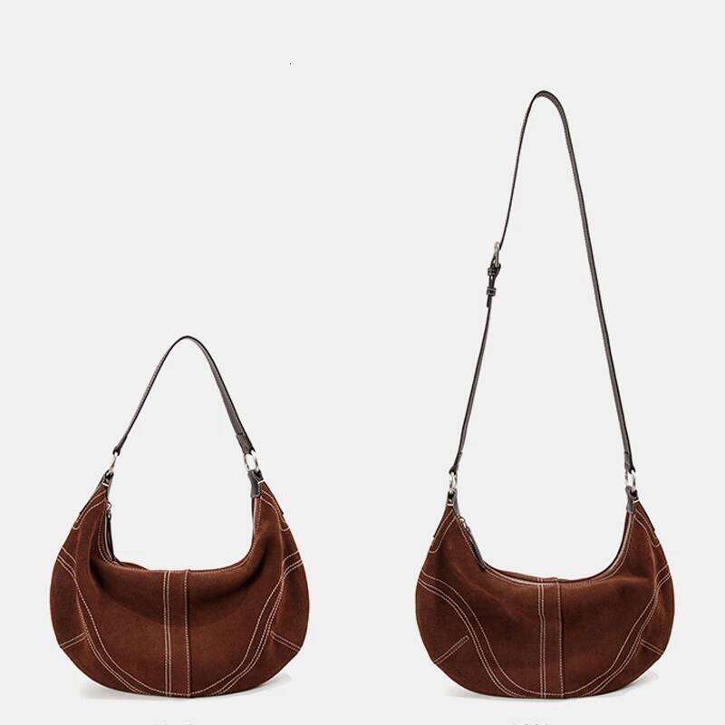 Custom Initials Genuine Leather Half Moon Bag For Women Designer Handbag Purse 2025 New In Cowhide Slim Underarm Shoulder