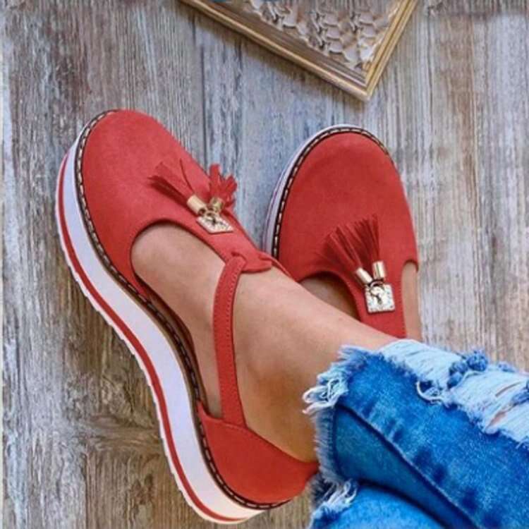 2024 Summer New Women's Shoes Tassel Thick Sole Large Size Cross Jing Sandals