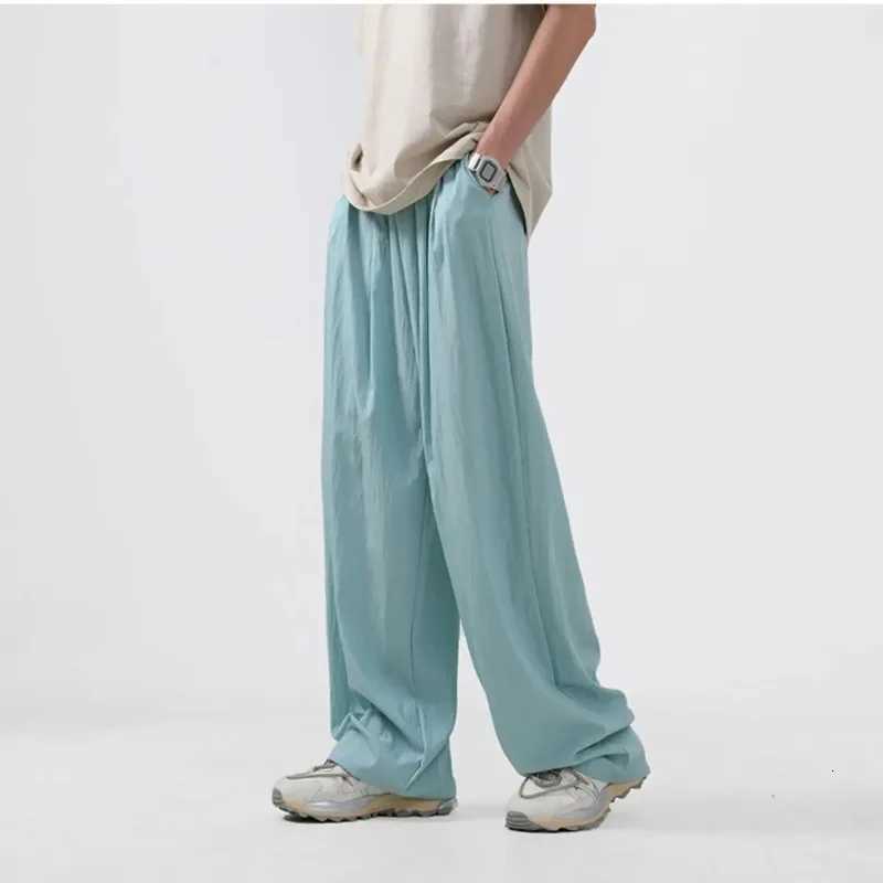 Thine Cooling Ice Silk Casual Pants Man Summer Cool Loose Wide Baggy Straight Trousers For Men XXXL Regular Fit Luxury Vintage y250716