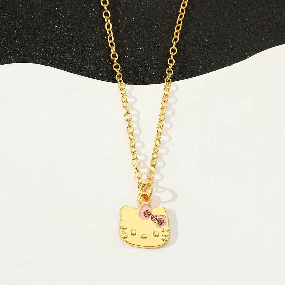 Sanrio Gold Color Simple Cute Sanrio Hello Kitty Pendant Necklaces for Women Girls Party Wedding Accessories Jewelry Giftsw250716